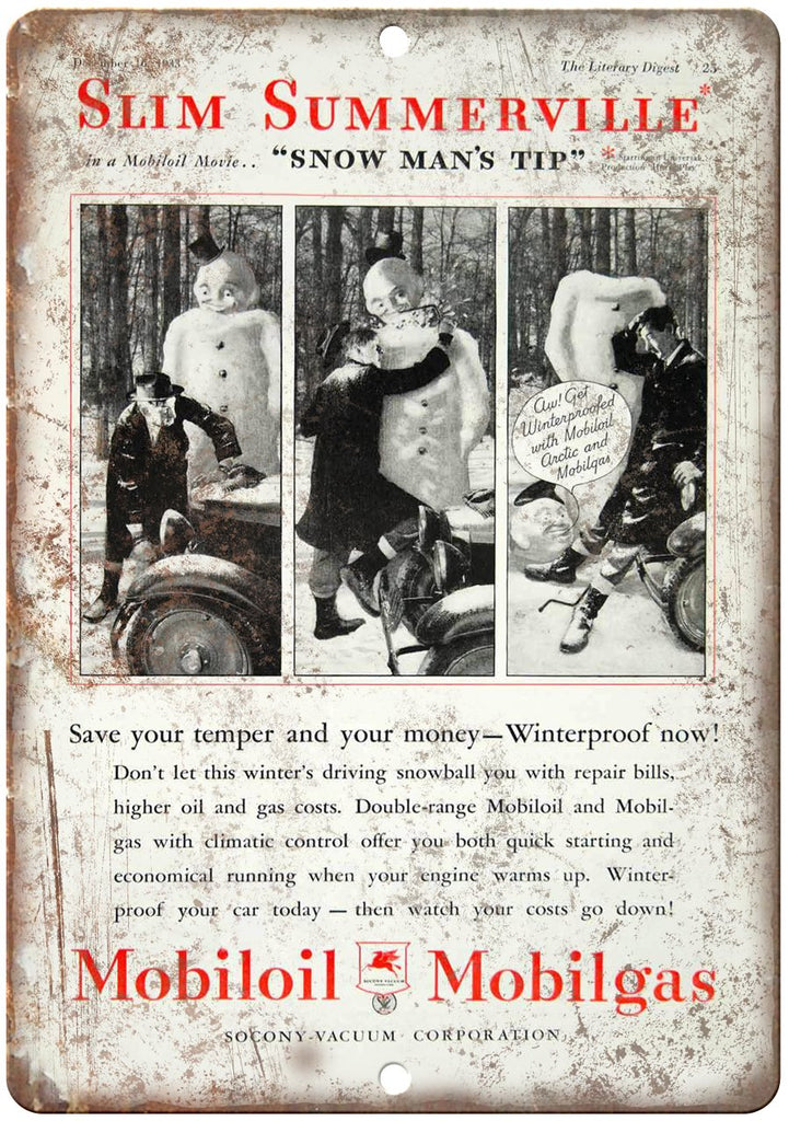 Mobiloil Mobilgas Vintage Ad Metal Sign