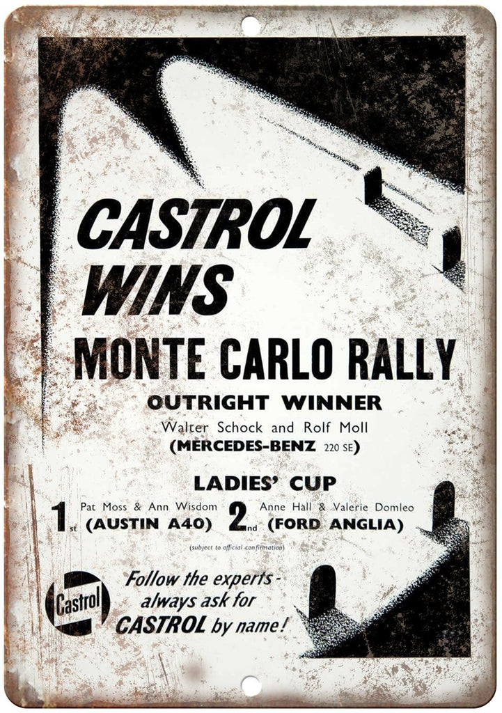 Castrol Monte Carlo Rally Motor Oil Metal Sign