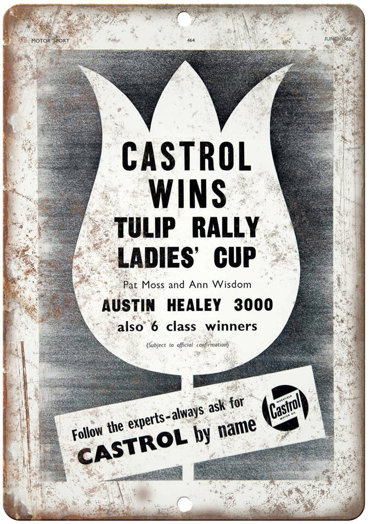 Castrol Tulip Rally Ladies Motor Oil Metal Sign