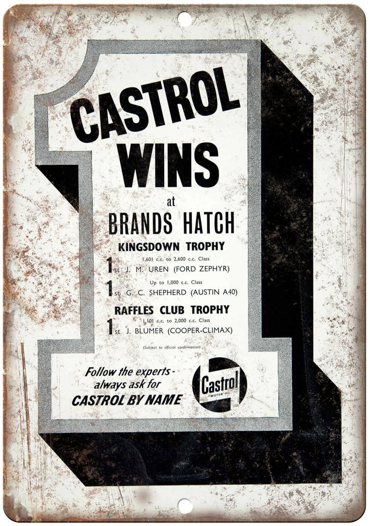 Castrol Brands Hatch Motor Oil Metal Sign