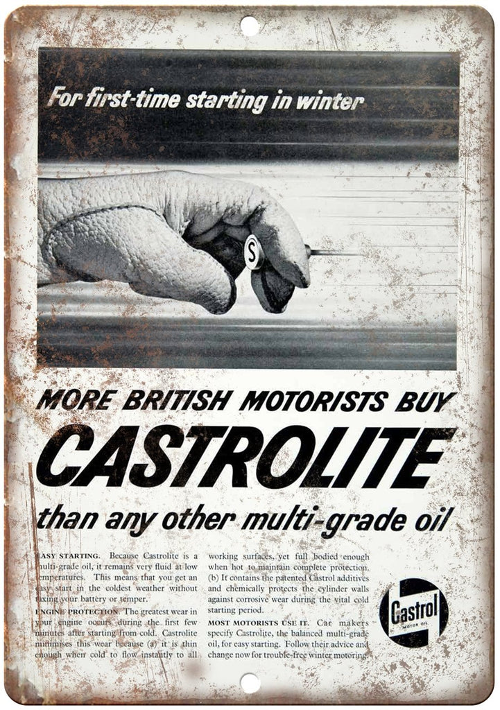 Castrolite Motor Oil Metal Sign