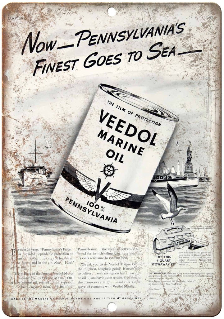 Veedol Marine Oil Metal Sign