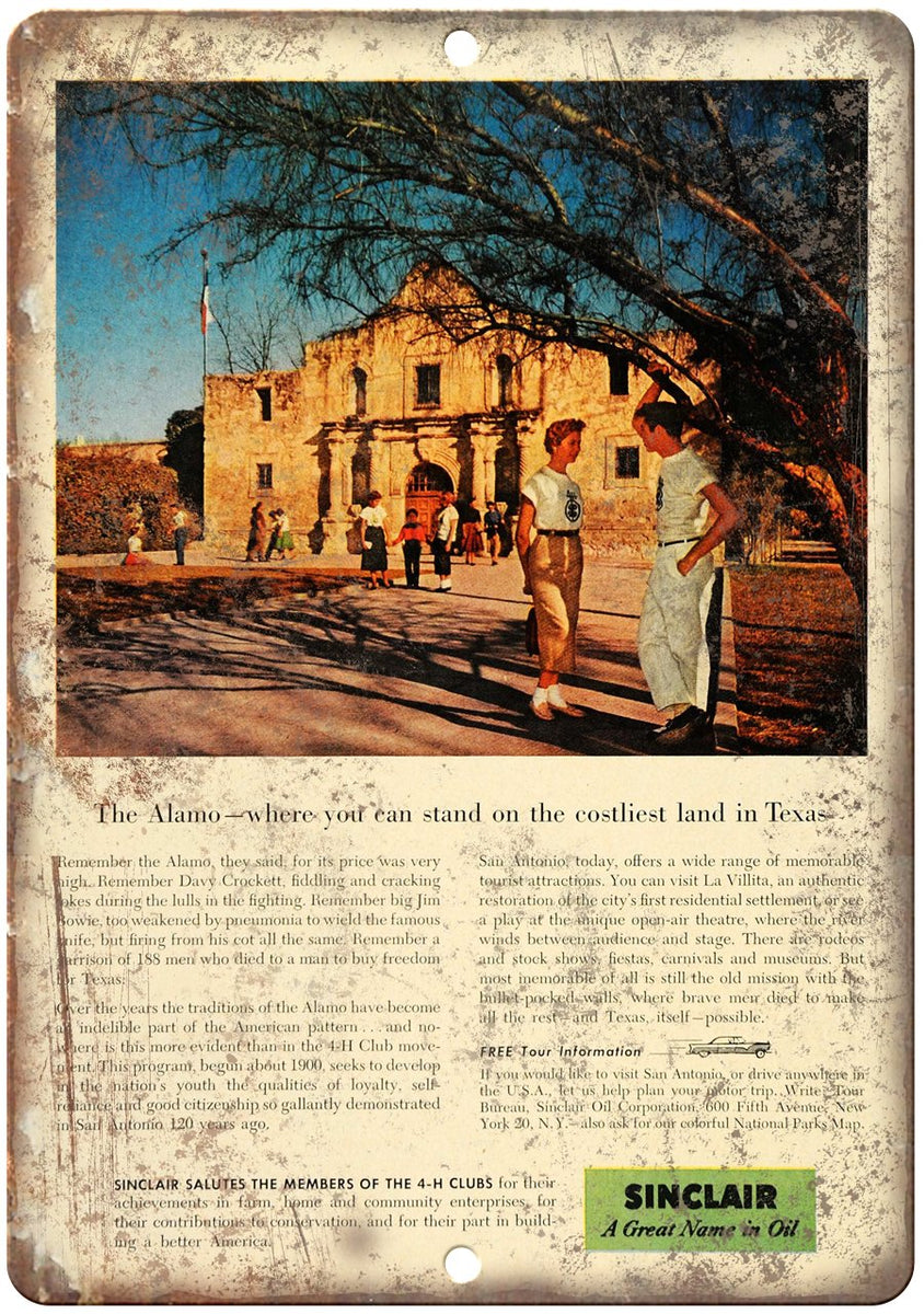 Sinclair The Alamo Motor Oil Metal Sign | Rusty Walls – Rusty Walls ...