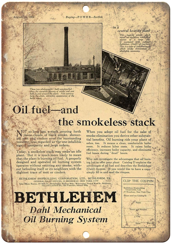 Bethlehem Motor Oil Vintage Metal Sign
