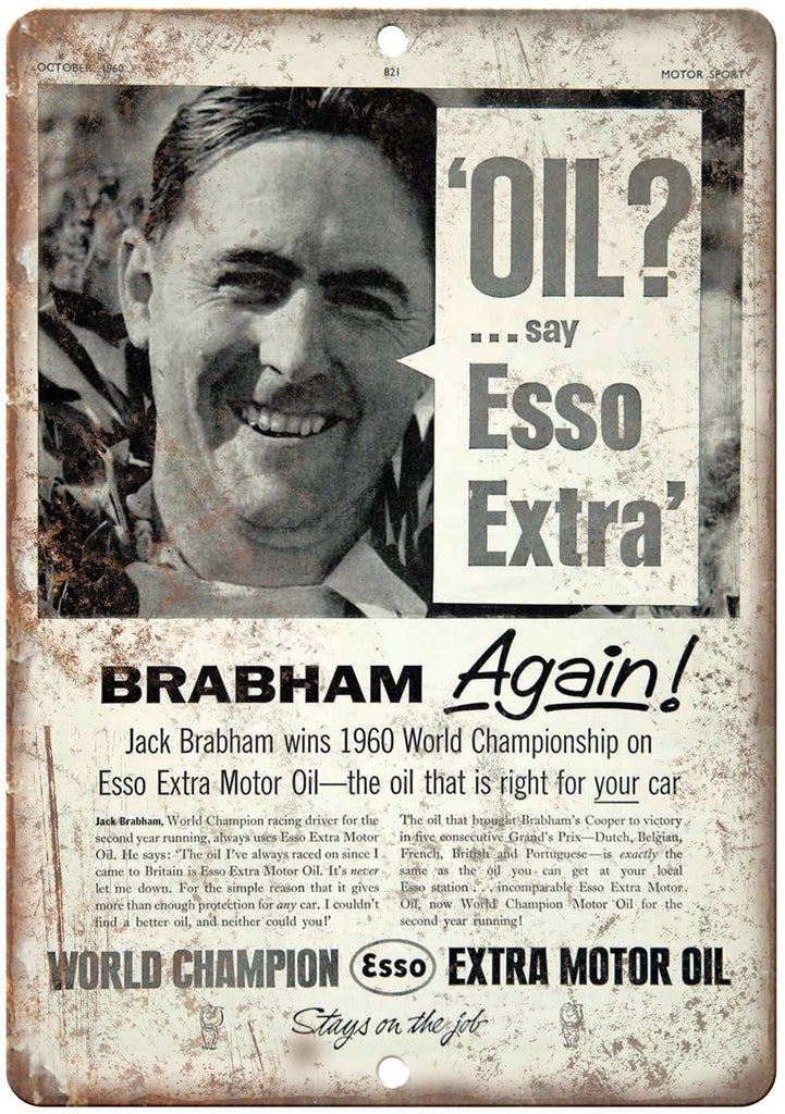 Esso Extra Motor Oil Brabham Metal Sign