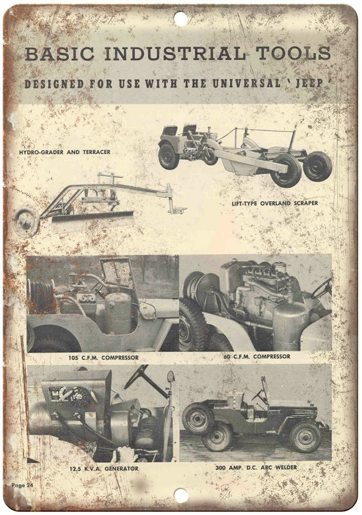 Jeep Willys Overland Universal Tool Ad Metal Sign