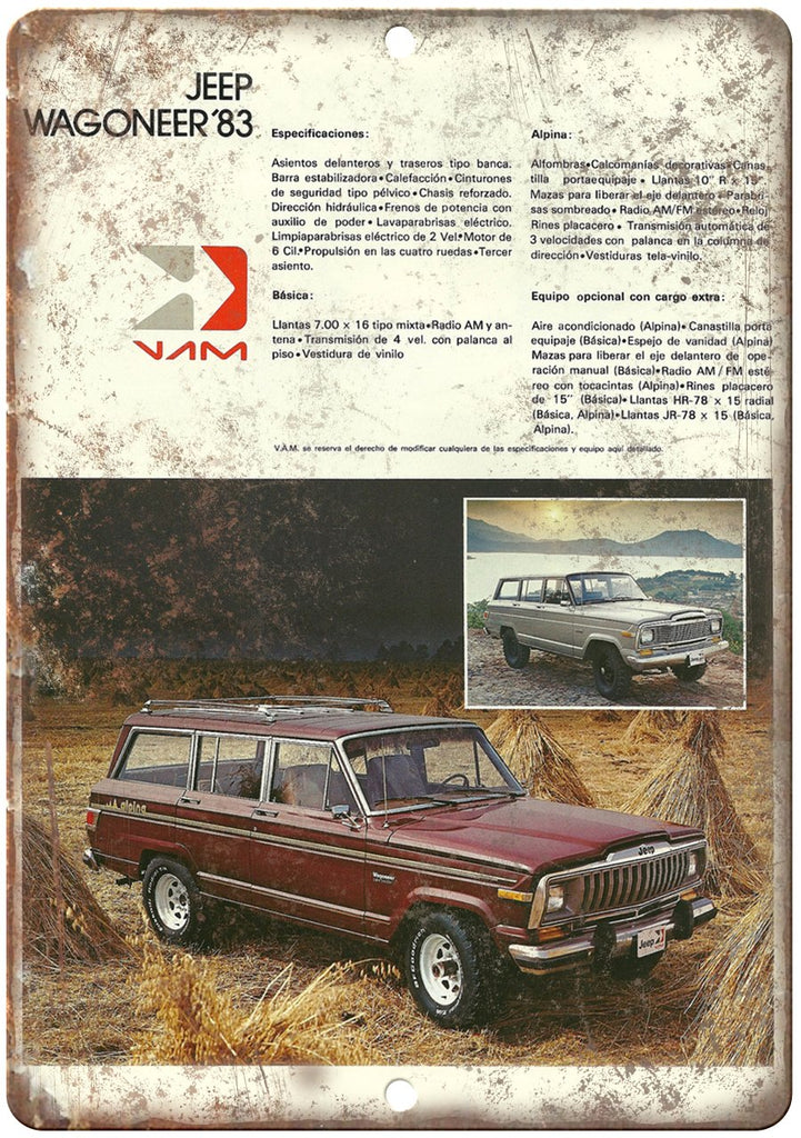 1983 Jeep Wagoneer Vintage Auto Ad Metal Sign