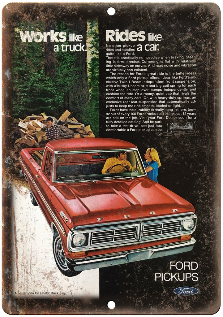 Ford Pickup Truck Twin I Beam Auto Ad Metal Sign