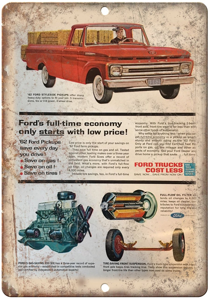 1962 Ford Syleside Pickup Truck Ad Metal Sign