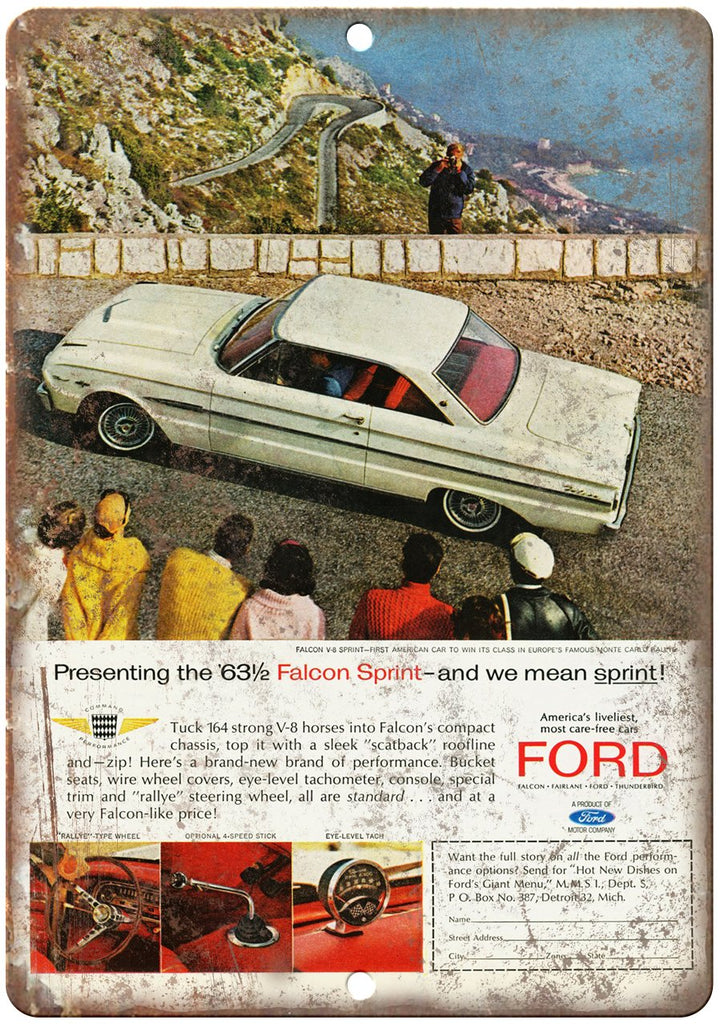 Ford Falcon Spirit Vintage Automobile Ad Metal Sign