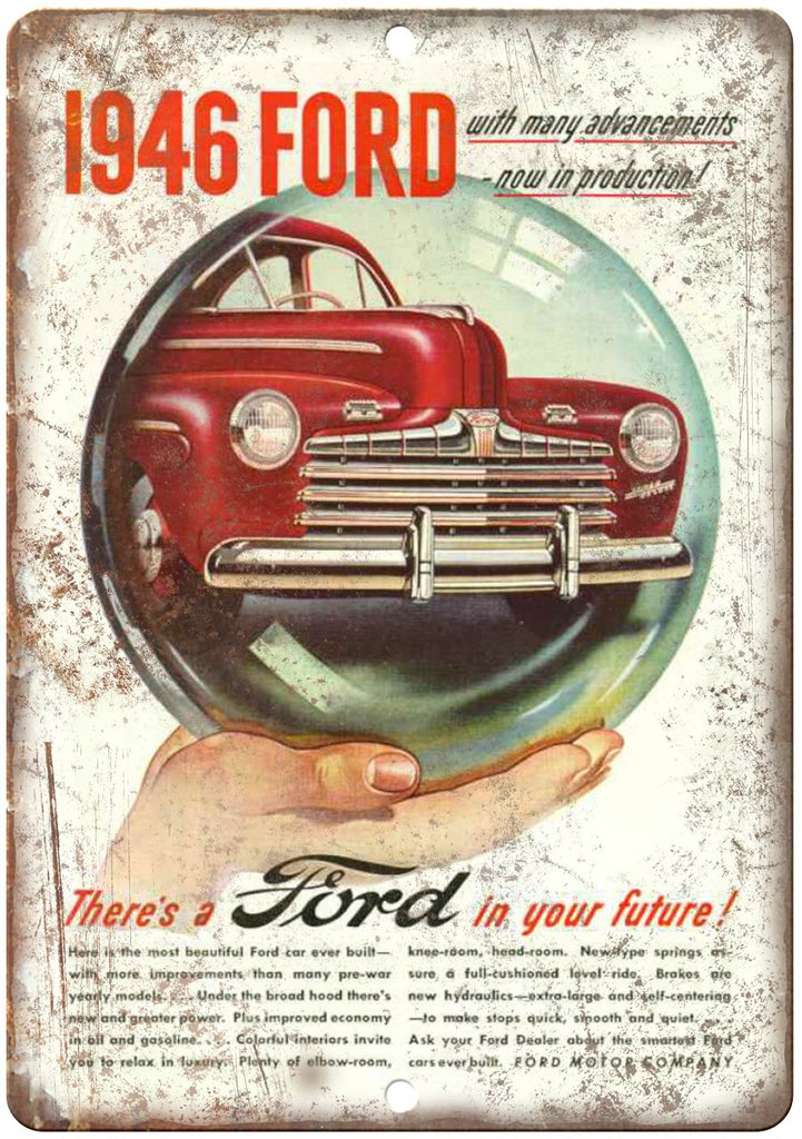 1946 Ford Motor Company Automobile Ad Metal Sign