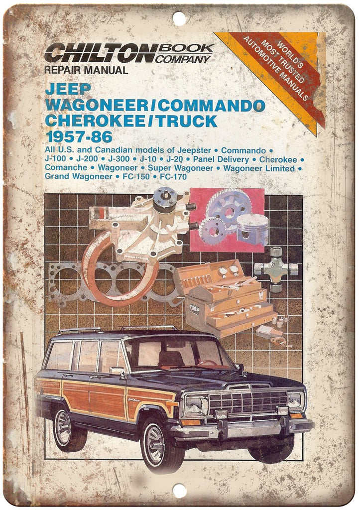 Jeep Wagoneer Commando Cherokee Manual Cover Metal Sign
