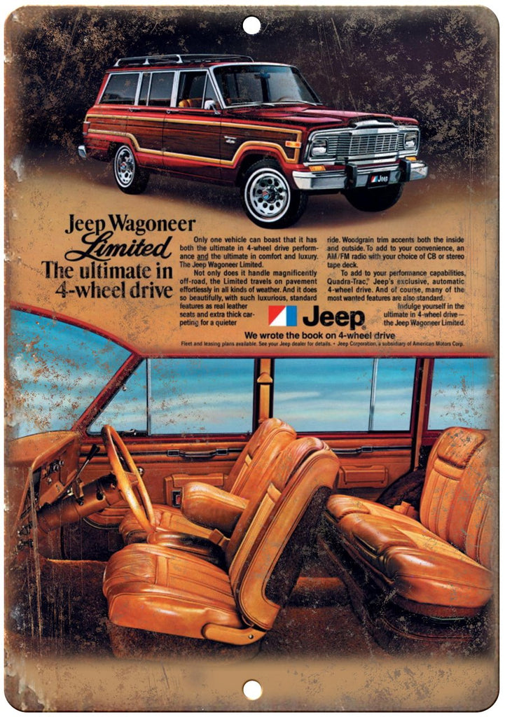 Jeep Wagoneer Limited Edition Vintage Ad Metal Sign