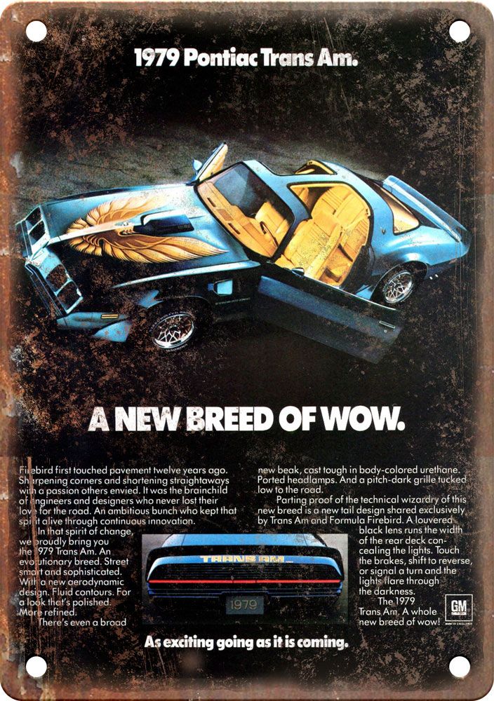 1979 Pontiac Trans Am Vintage Automobile Ad Reproduction Metal Sign
