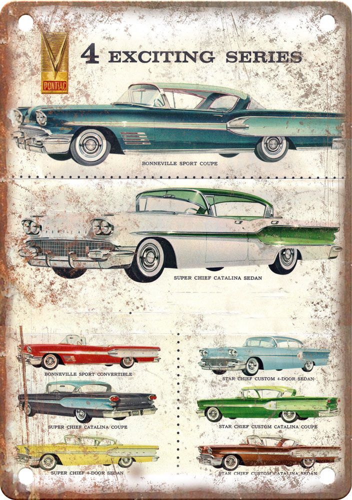 Pontiac Boneville Vintage Automobile Ad Retro Look Reproduction Metal Sign