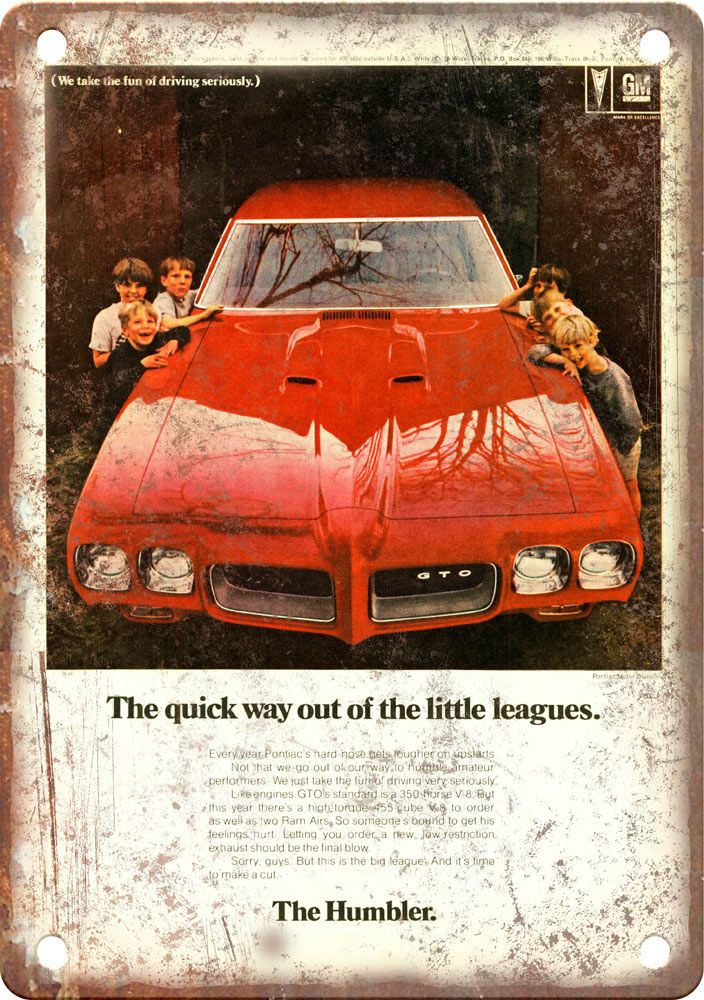 Pontiac GTO Vintage Automobile Ad Retro Look Reproduction Metal Sign