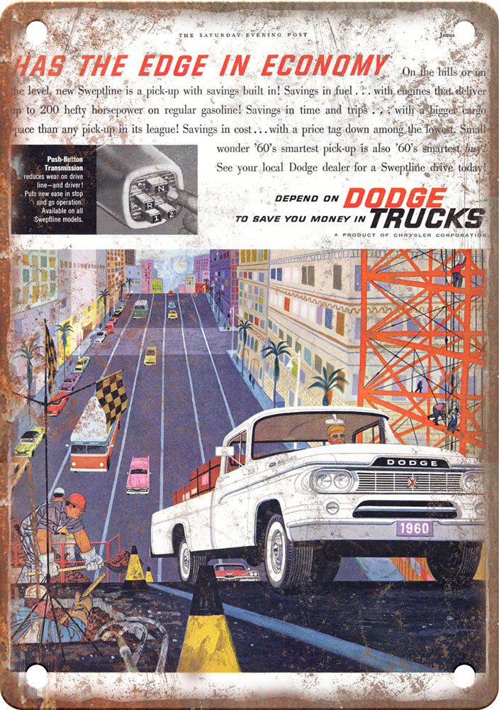 Dodge  Truck Vintage Automobile Ad Reproduction Metal Sign