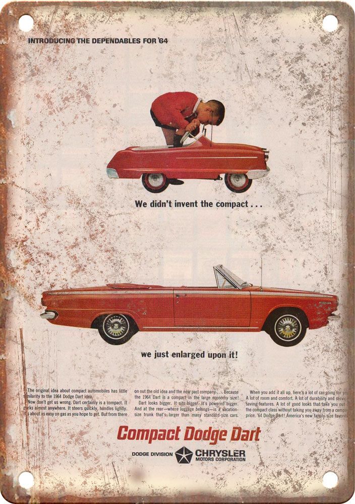1964 Dodge Dart Vintage Automobile Ad Reproduction Metal Sign