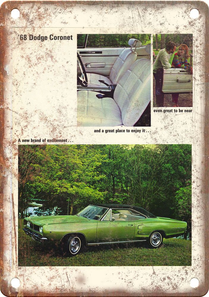 1968 Dodge Coronet Vintage Automobile Ad Reproduction Metal Sign