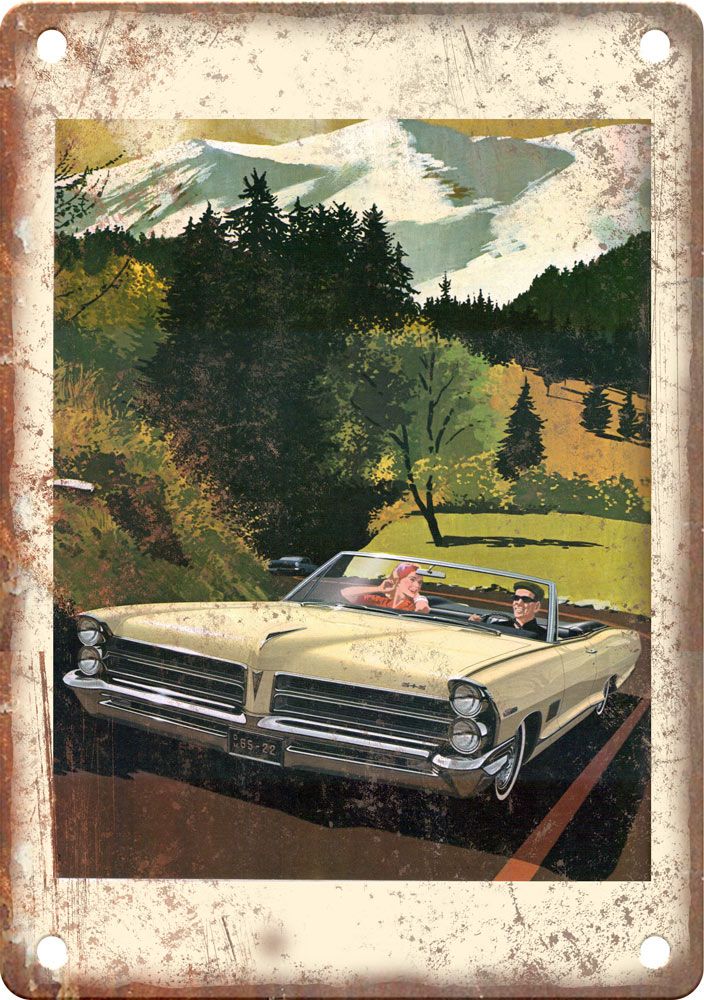 Pontiac Vintage Automobile Ad Retro Look Reproduction Metal Sign