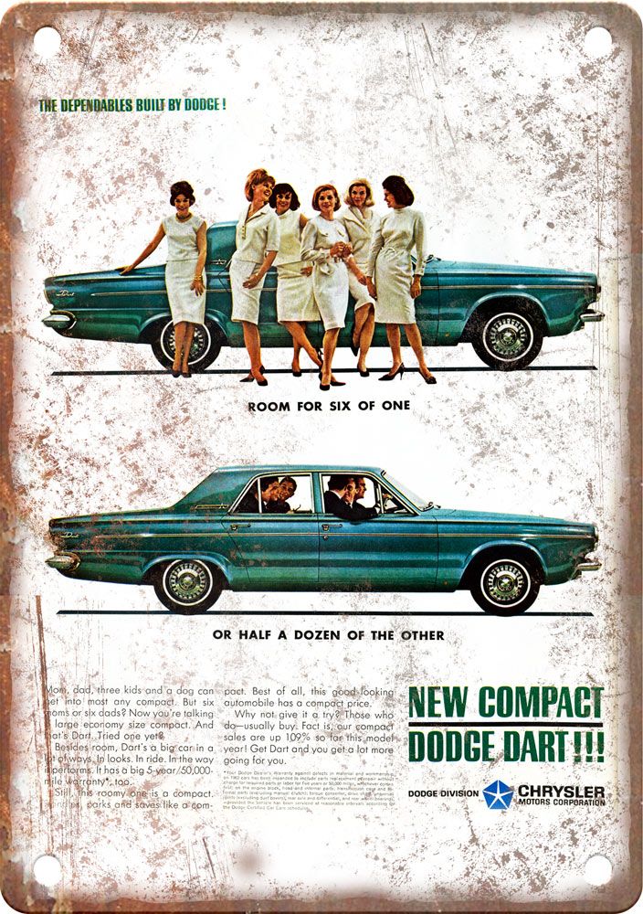 Dodge Dart Vintage Automobile Ad Reproduction Metal Sign