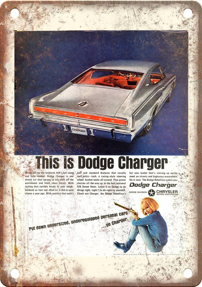 Dodge Charger Vintage Automobile Ad Reproduction Metal Sign