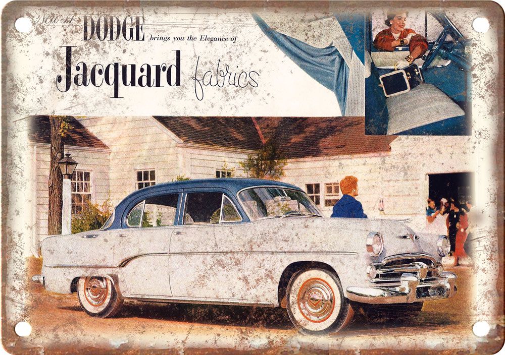 Dodge Jacquard Fabric Vintage Automobile Ad Reproduction Metal Sign
