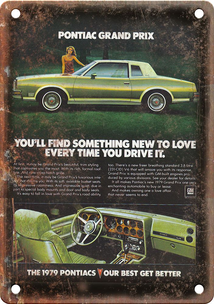 1979 Pontiac Grand Prix Vintage Automobile Ad Reproduction Metal Sign