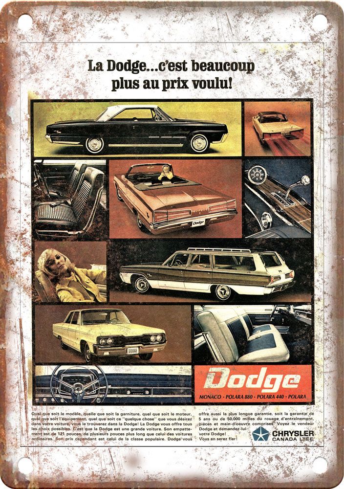 Dodge Vintage Automobile Ad Reproduction Metal Sign