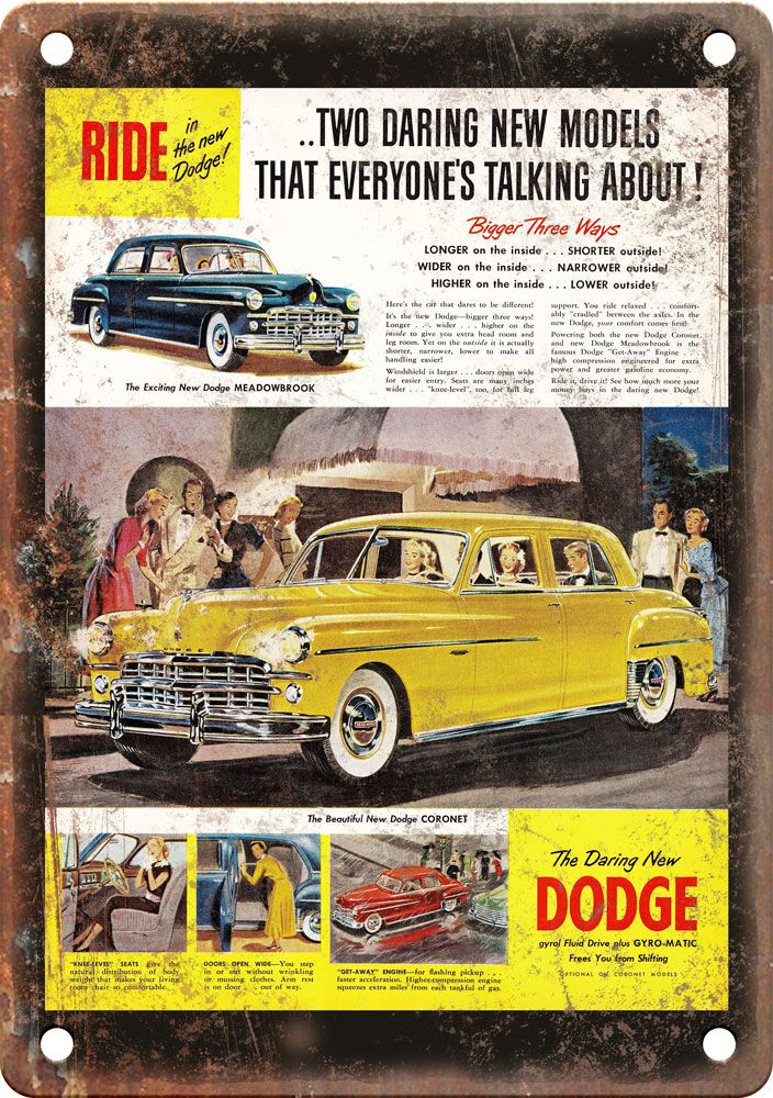 Dodge Meadowbrook Vintage Automobile Ad Reproduction Metal Sign