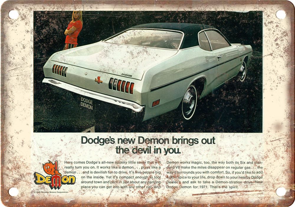 Dodge Demon Vintage Automobile Ad Reproduction Metal Sign