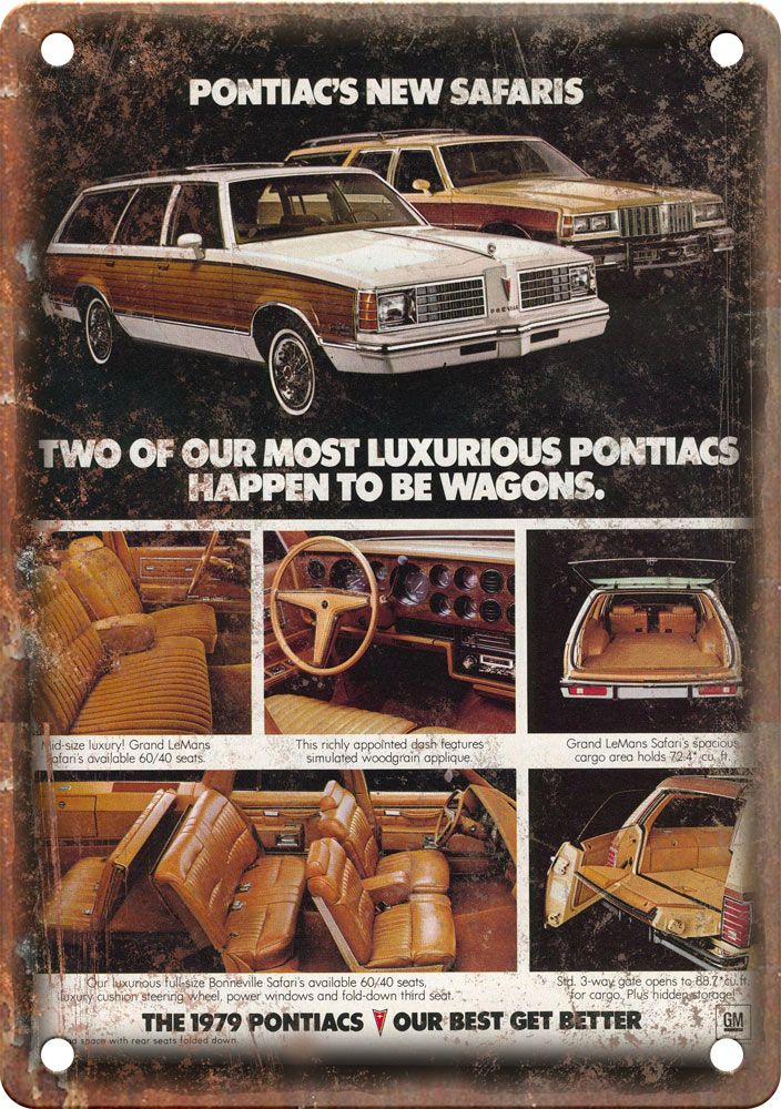 1979 Pontiac Station Wagon Vintage Automobile Ad Reproduction Metal Sign