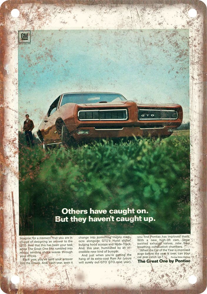 Pontiac GTO Vintage Automobile Ad Reproduction Metal Sign