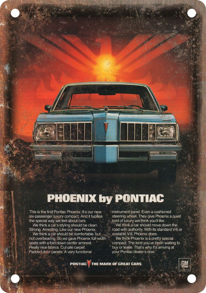Pontiac Phoenix Vintage Automobile Ad Reproduction Metal Sign