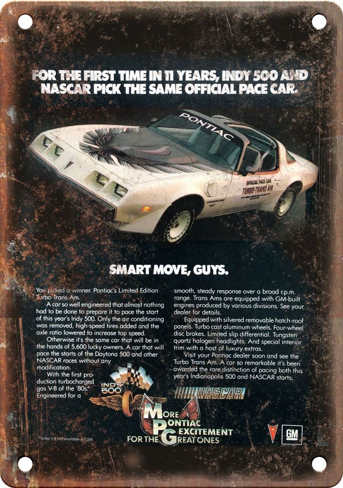 Pontiac Trans Am Vintage Automobile Ad Reproduction Metal Sign