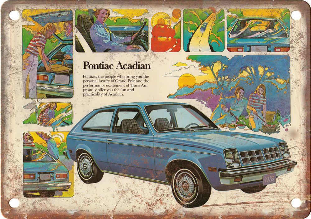 Pontiac Acadian Vintage Automobile Ad Reproduction Metal Sign