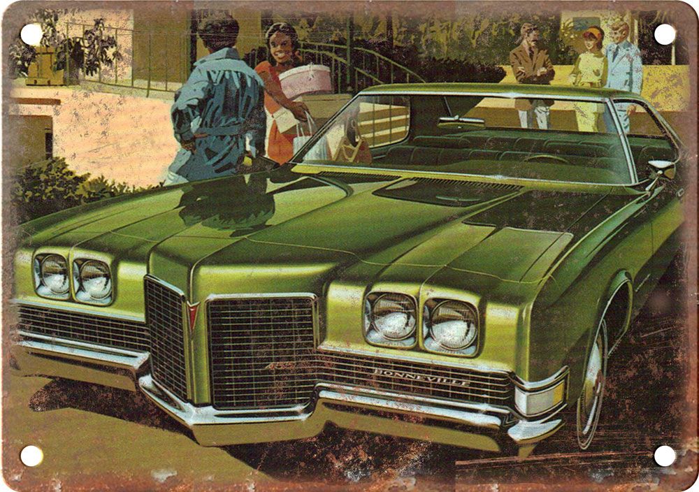 Pontiac Bonneville Vintage Automobile Ad Reproduction Metal Sign