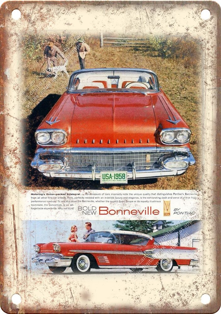 Pontiac Bonneville Vintage Automobile Ad Reproduction Metal Sign
