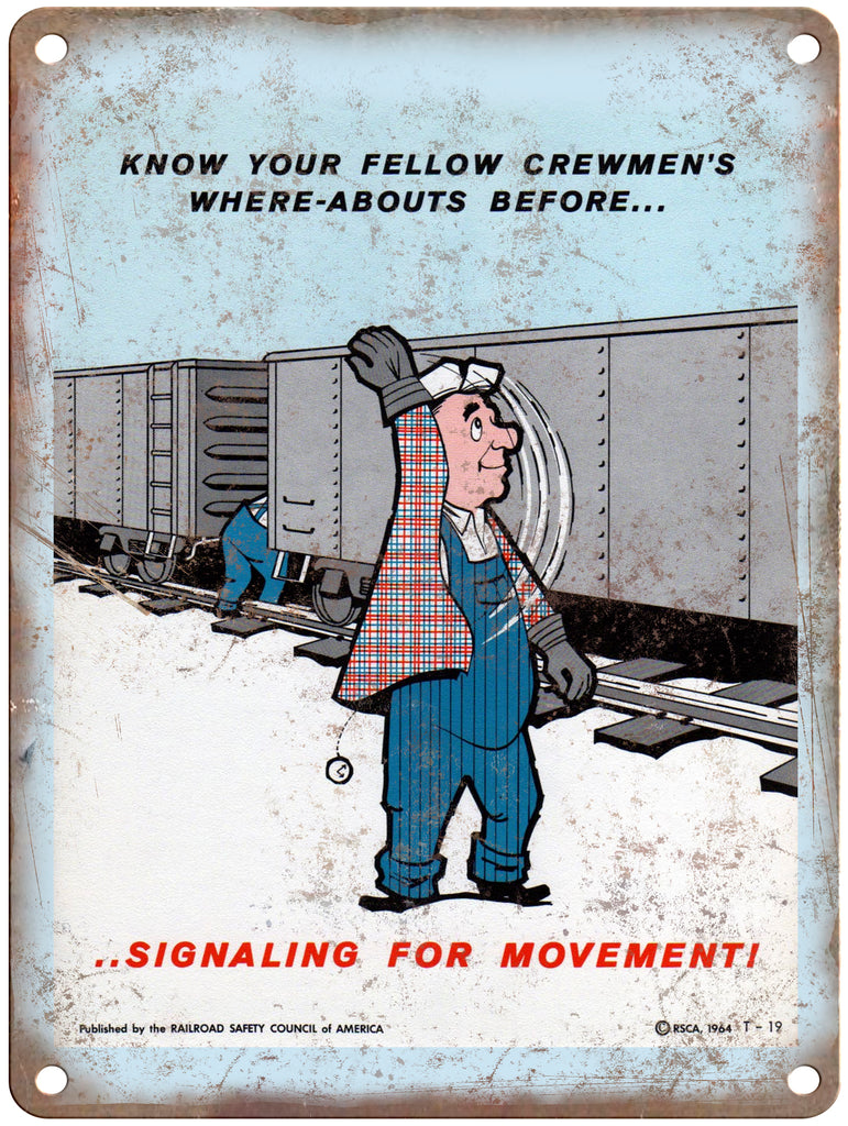 1965 Railroad Safety Council Signal for Movement Railroad Poster 9" x 12" Reproduction Metal Print