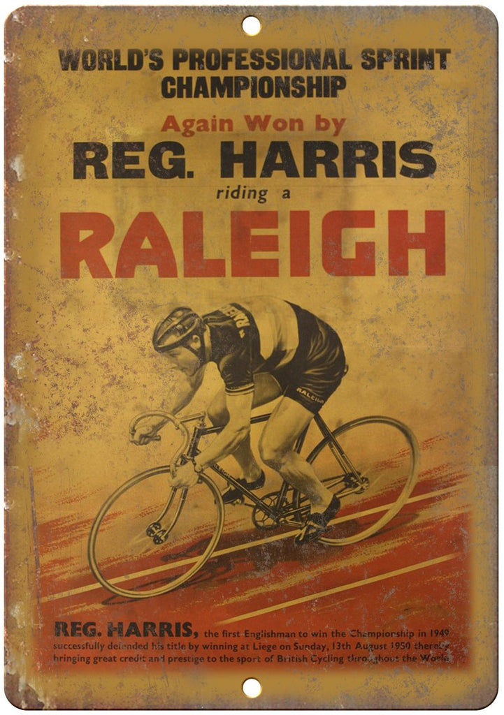 Raleigh Reg. Harris Vintage 10 Speed Bike Metal Sign