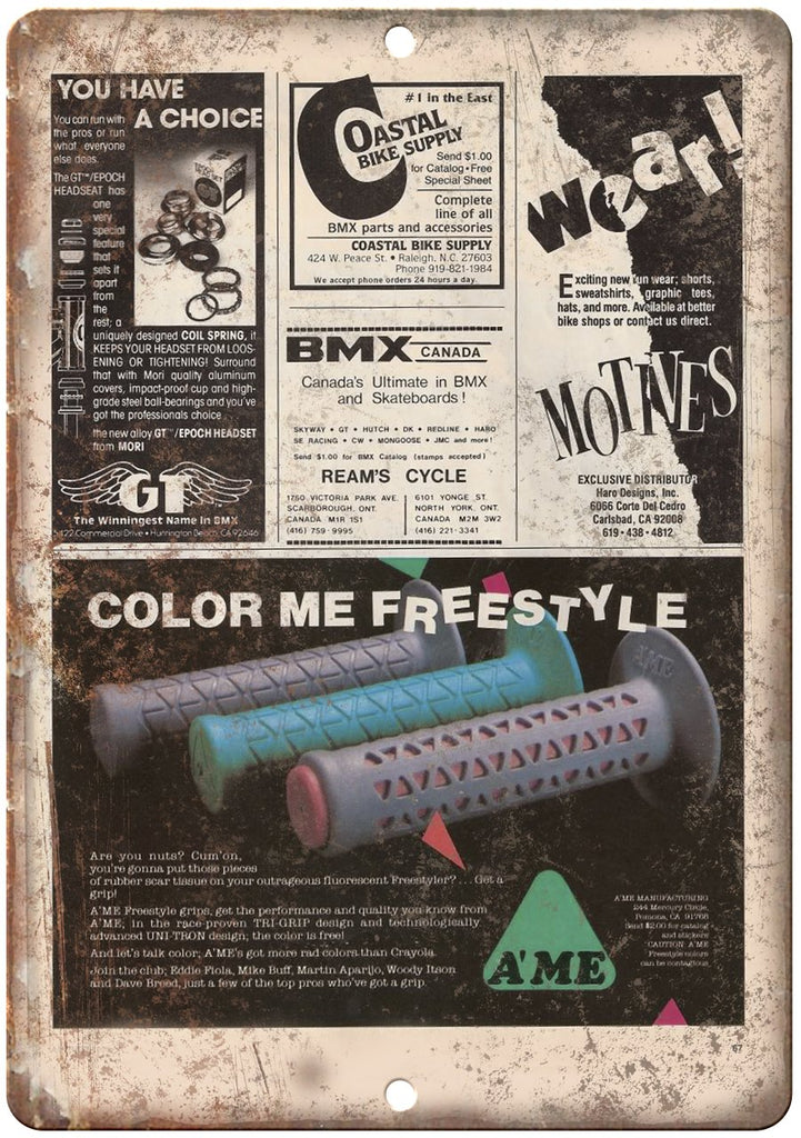 A'me BMX Grips Magazine Ad Metal Sign
