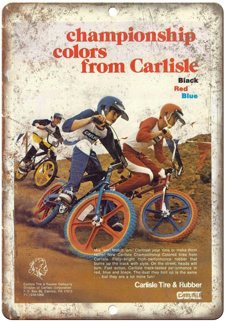 Carlisle Tire & Rubber BMX Vintage Ad Metal Sign