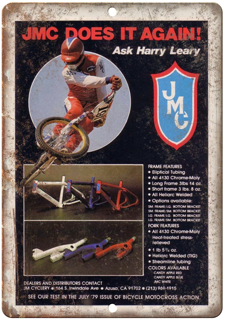 JMC BMX Racing Bike Harry Leary Ad Metal Sign