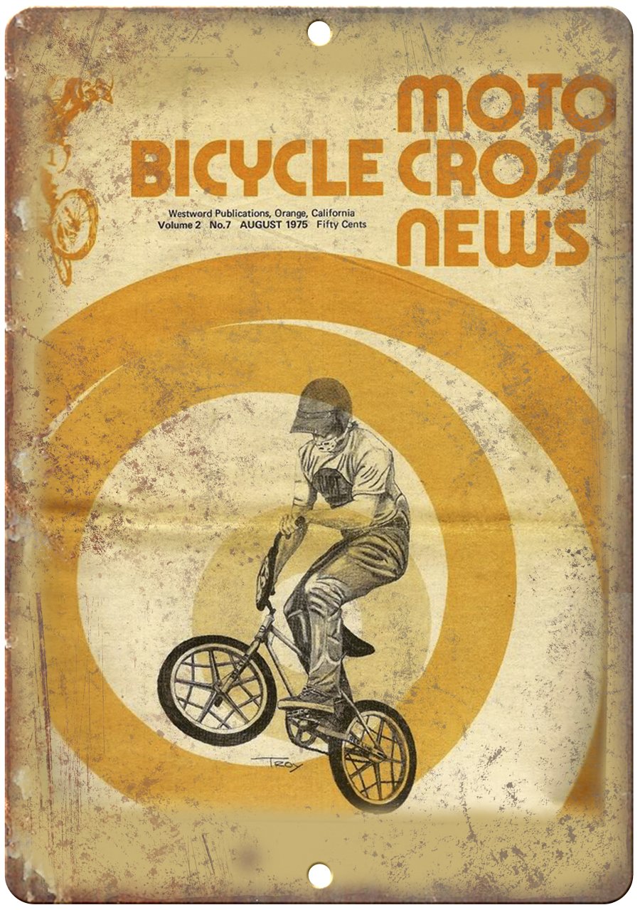 1975 Moto Bicycle Cross News BMX Metal Sign | Rusty Walls – Rusty Walls ...