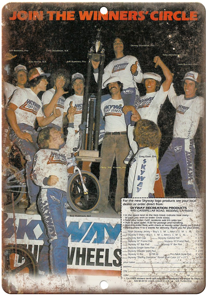 1981 Skyway Wheels BMX Racing Ad Metal Sign