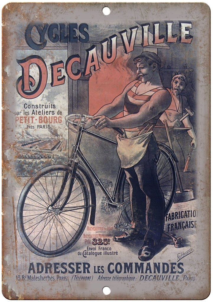 Decauville Cycles Paris Bicycle Ad Metal Sign