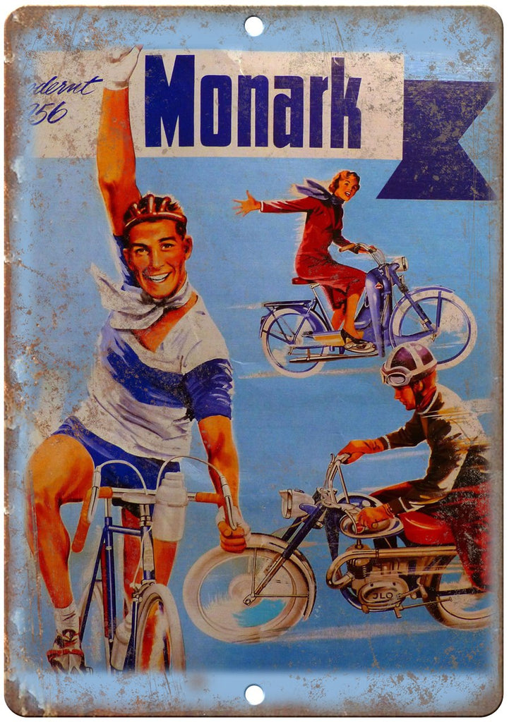 Monark Bicycle Vintage Poster Ad Metal Sign