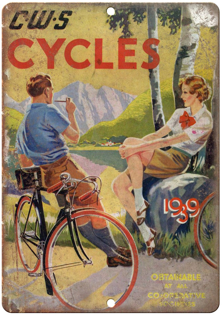 1939 CWS Cycles Bicycle Ad Metal Sign