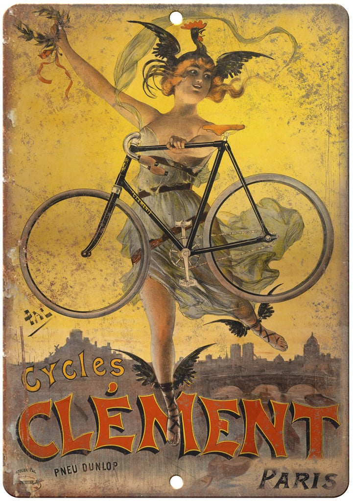 Cycles Clement Paris Vintage Bicycle Ad Metal Sign