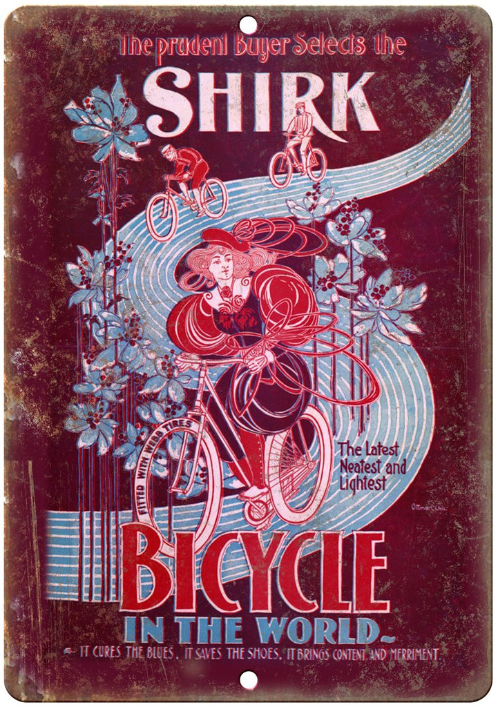Shirk Bicycle Vintage Poster Ad Metal Sign